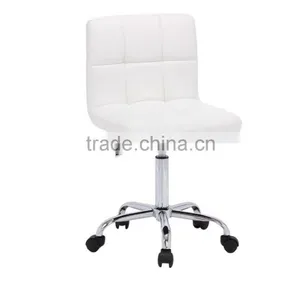 PU Leather Hydraulic Lift Adjustable Height Swivel Office Desk Chair White thumbnail-1
