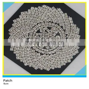 Hotfix Crystal Rhienstone Decals Bling Bling Rhinestone Cup Chain Applique 9x9cm thumbnail-1