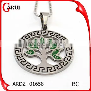 Vacuum Plating Silver Rose Gold Round Shape Wholesale Fashion Jewelry Tree of Life Pendant thumbnail-3