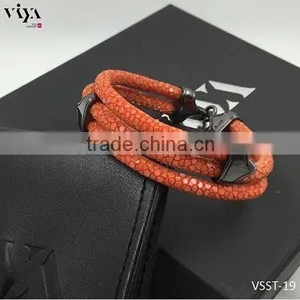 2016 Orange Stingray Skin Jewelry Luxury High Class Leather Bracelet For Men/Watch Lovers, Top Level Bracelet For Sale thumbnail-1