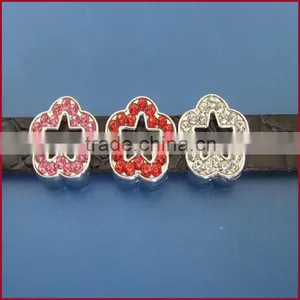 Zinc Alloy Rhinestone Plum Flower 10mm Slide Charms With Full Diamonds thumbnail-1