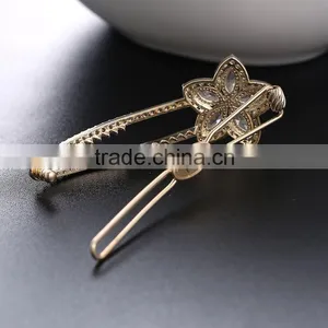 Fashion Jewelry Wedding Party Dress Luxury Vintage Headwear Elegant Flower Petal Rhinestone Women Lady Alloy Hair Clip Barrette thumbnail-2