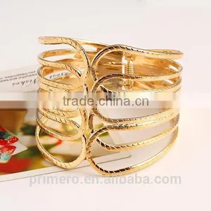 Punk Fashion Gold Plated Wide Bangle Geometry Hollow Cuff Bracelets Adjustable thumbnail-2