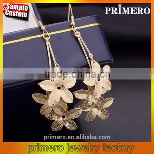 New Design Flower Dangle Jewelry Matte Long Earring Hook Wholesale thumbnail-1