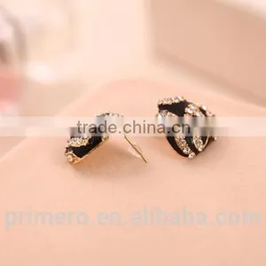 Fashion Leopard Print Crystal Triangle Square Gold Stud Earrings For Women Fancy Design thumbnail-6