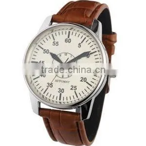 Fashion Custom Men's Genuine Leather Band Strap Mens Quartz Stainless Steel Watch thumbnail-1