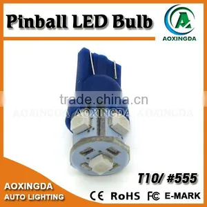 6.3V AC DC T10 Wedge #555 Pinball Led Bulb 3528 5led Blue thumbnail-1