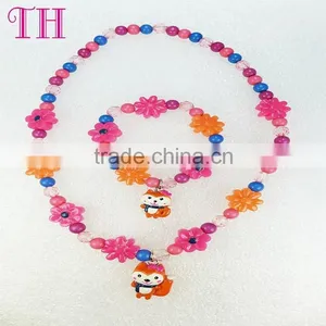 Kids Bead Jewelry Set Girls Favourite Colorful Environmental Custom Design Elastic Bracelet Resin Silicone Bead Bracelet thumbnail-1