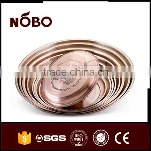Ancient Copper Embossed Grape Plate, Stainless Steel Non-slip Serving Tray thumbnail-6