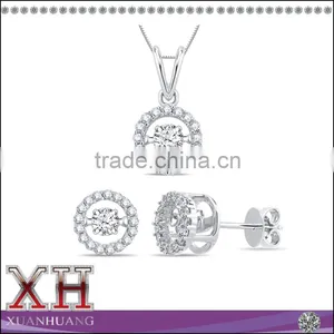 China Wholesale Sterling Silver White Cubic Zirconia Dancing Diamond Jewelry Set thumbnail-1