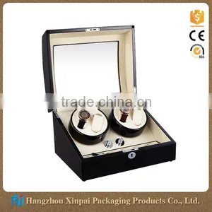 Custom 4 Slot Black Personalized Glossy Wood Watch Winder Box thumbnail-1