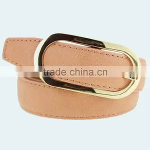 Women's Fashion Pink PU Leather New Dress Belt With Smooth Gold Buckle Belt thumbnail-6