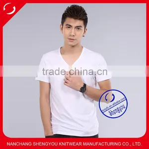 Custom 2015 100 Cotton Mens V-neck t Shirt Wholesale China thumbnail-1