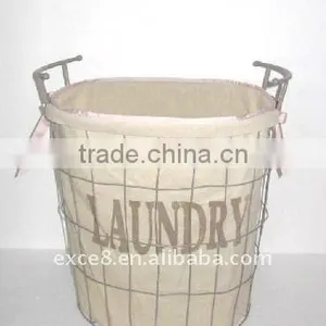 112083X-L Metal Laundry Basket W/jute Liner thumbnail-1