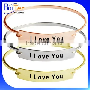 2016 Trend Silver Stainless Steel Personalized Mantra Bangle Bracelet for Women thumbnail-6