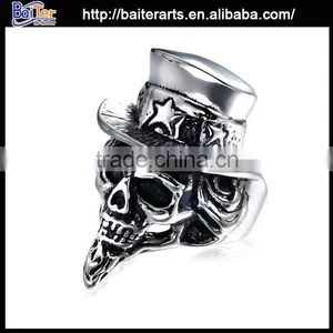 Retro Titanium 316L Stainless Steel Skull Nose Ring thumbnail-6