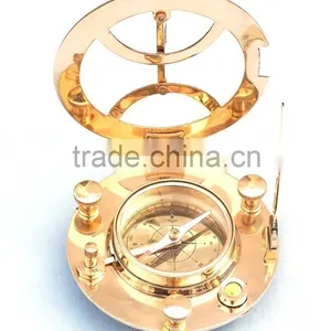 Nautical Solid Brass Round Sundial Compass-Sundial Compass With Rosewood Box 13433 thumbnail-1