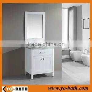24 Inch White Lacquer Bathroom Vanity, White Bathroom Vanity With Marble Countertop thumbnail-1