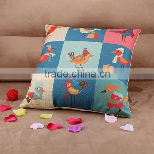 2015 Cotton and Linen Hold Pillow Cartoon Illustration Wind Happy Bird Cushion Cover thumbnail-5