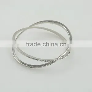 Silver Personalized Women Bracelets With X Shape Crystal Design Bangles thumbnail-5