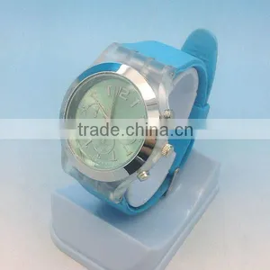 New Design Clear Plastic Case Silicone Rubber Wristband Watch thumbnail-1