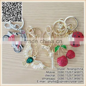 White Diamond Rhinestone And Huge Dark Green Crystal Eagl Keychain thumbnail-4