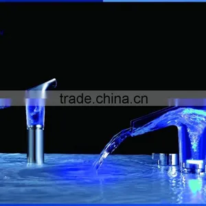 Lavatory Basin Faucet LED Brass Basin Mixer Wall Mounted Basin Tap thumbnail-4