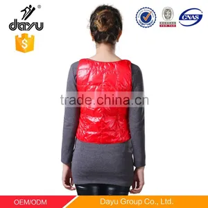 Garment Stock Lot Down Vest Red Padded Vest Quilted Waistcoat for Indoor Woman Vest Close-fitting Wear thumbnail-2