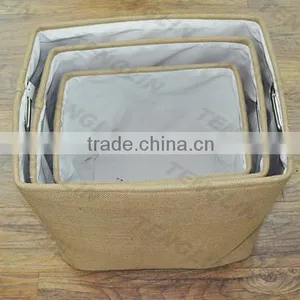 Set 3 Cheap Decorative Fabric Storage Basket With Handle thumbnail-4