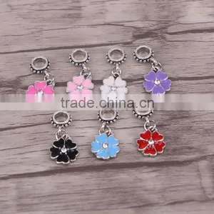 Antique Silver Plated Enamel Charms Dangle Beads European Big Hole Pendant Beads Fit Charm Bracelets Fine Jewelry thumbnail-1