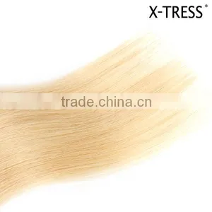 Natural Texture and Look European American 16" Silk Straigh Color 613 Human Hair Extension Weaves for White Women thumbnail-1