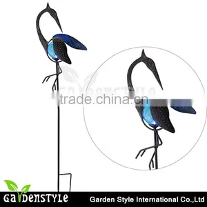 Back Facing Crane Antique Crackle Glass Globe Outdoor Led Light Lamp thumbnail-1