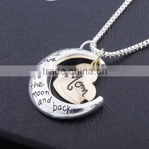 Wholesale Cheap Heart Disc Necklace for Mother's Day/Golden Color Mothers Day Necklace thumbnail-2