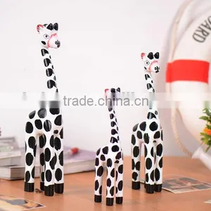 N540 3 in 1Handmade Painted Giraffe Gifts Logs Animal Ornaments Craft Decoration thumbnail-4