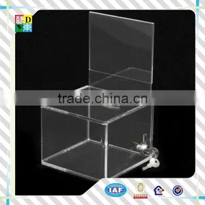 High Clear Acrylic Donation Box/ Custom Design Acrylic Suggestion Box/2015 Modern Acrylic Mial Box Made in China Low Price thumbnail-1