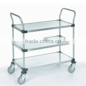 Three Shelf Galvanized Steel Utility Cart thumbnail-1