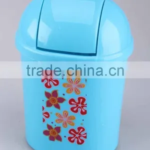 Printed Smiling Face Plastic Trash Can Household Garbage Can/Desktop Bin thumbnail-6