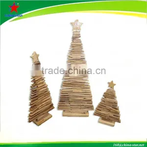 Wooden Conical Tree With Star for Christmas thumbnail-1
