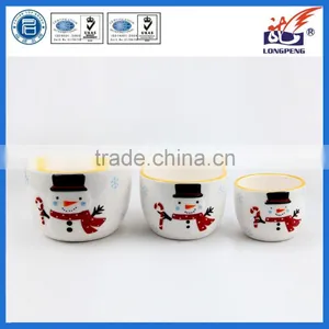 Glazed Finishing and Dolomite Ceramic Type Snowman Flowerpot Planter for Christmas Ornaments thumbnail-1