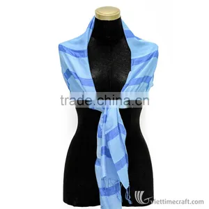 Elegant Silk Scarf With Horizontal Pattern, 100% Pure Silk Handmade in Vietnam thumbnail-2