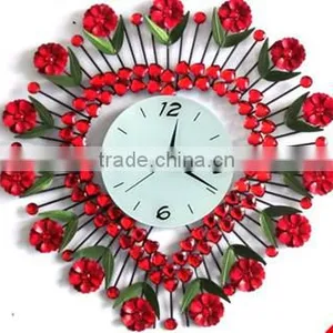 Red Flower Metal Heart Wall Digital Clock thumbnail-2