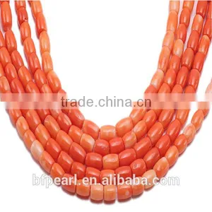 Charming 7x10mm Pillar-shaped Orange Coral Loose String of Beads thumbnail-1
