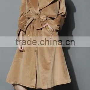 2014 Winter Storm Flap Self-tie Belted Wool Blend Coat ,cold Winter Outside Wear ,Double Breasted Wool Coat thumbnail-1