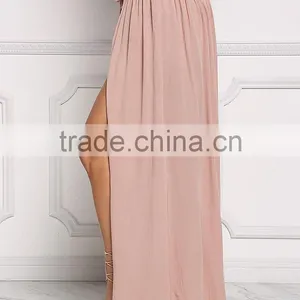 Blush Ruched New Arrive Boho High Slit Maxi Skirts Long thumbnail-4