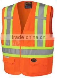 2017 Hot Sale Reflective Safety Vest Fluorescent Orange Security Vest Polyester Motorcycle Safety Vest thumbnail-1