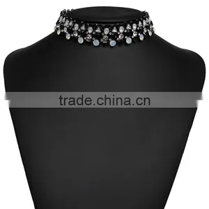 Fashion New Design White/black Opal Gem Choker Necklace for Women Big Brand Jewelry thumbnail-2
