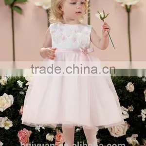 Pink Flower Gown Round Neck Baby Clothes Girl Dresses thumbnail-1