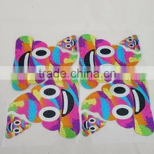 Lovely Cartoon Design Hologram Rhinestone Diamond Gem Crystal Sticker In Foot Grade thumbnail-3