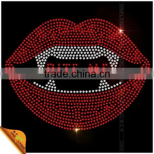 Latest Fashion Red Lip Design Iron on Clothing Rhinestone Transfer Stickers thumbnail-3