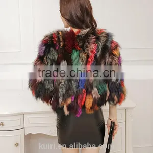 2016 New Design Colorful Fox Fur Short Jacket Fox Whole Skin Fur Winter Coat Lady New Design thumbnail-2